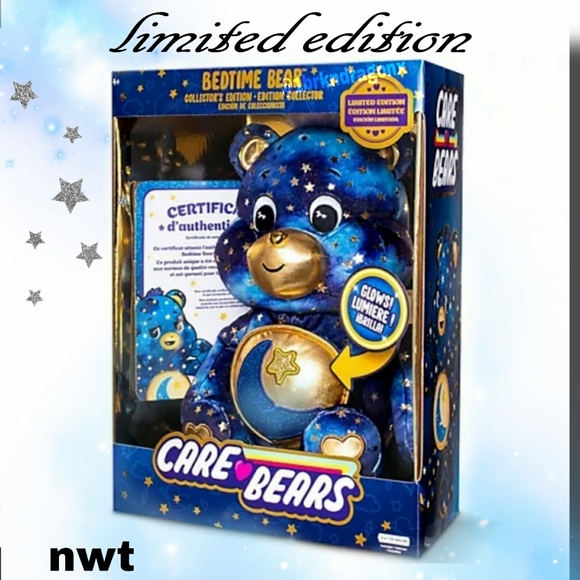 Plush 14" Inch Care Bears Gloweing Bedtime Bear Moon & Stars - Picture 10 of 15